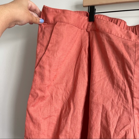 Ava & Viv Coral Orange Linen Blend Shorts Plus - Picture 3 of 6
